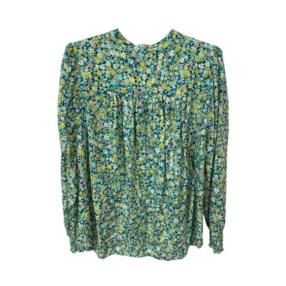 Kut From The Kloth Floral Peasant Top Plus Size 1X Pleated Smocked Blouse Boho - Picture 3 of 8